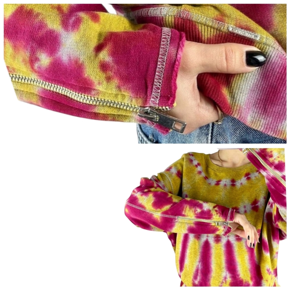 Diesel Tie-Dye Crewneck Sweatshirt Yellow Pink Y2K Bright Colorful Women… - Picture 10 of 17